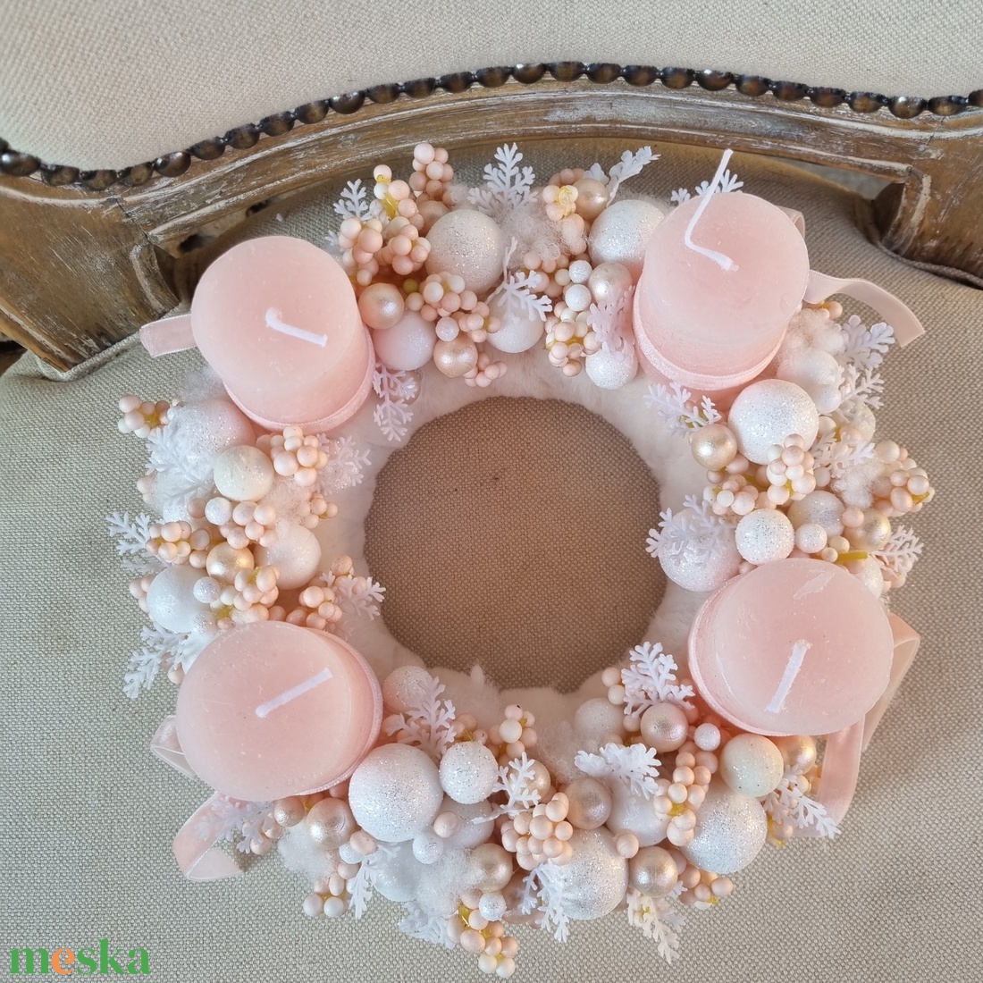 Púder adventi koszorú - karácsony - adventi díszek - adventi koszorú - Meska.hu