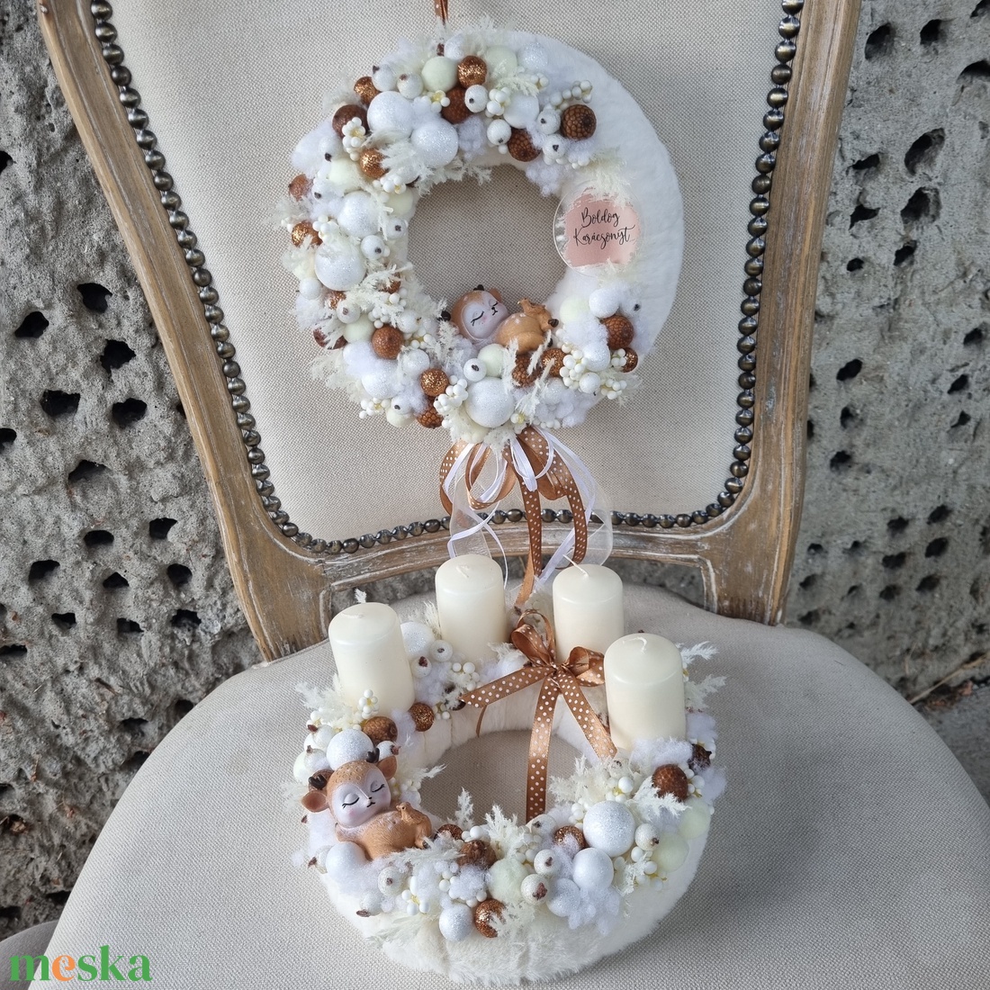 Őzikés adventi koszorú és ajtódísz - karácsony - adventi díszek - adventi koszorú - Meska.hu