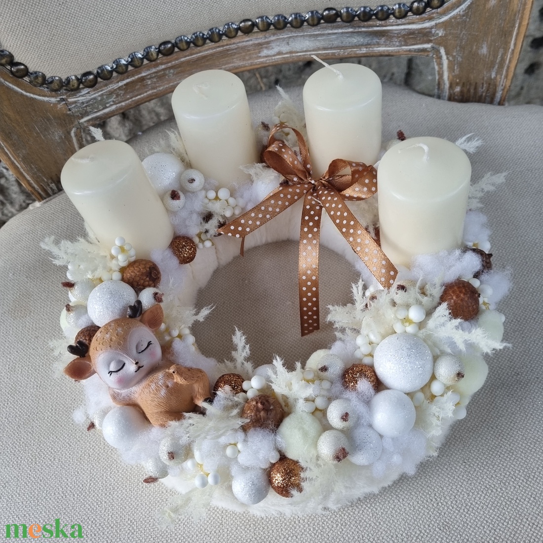 Őzikés adventi koszorú és ajtódísz - karácsony - adventi díszek - adventi koszorú - Meska.hu