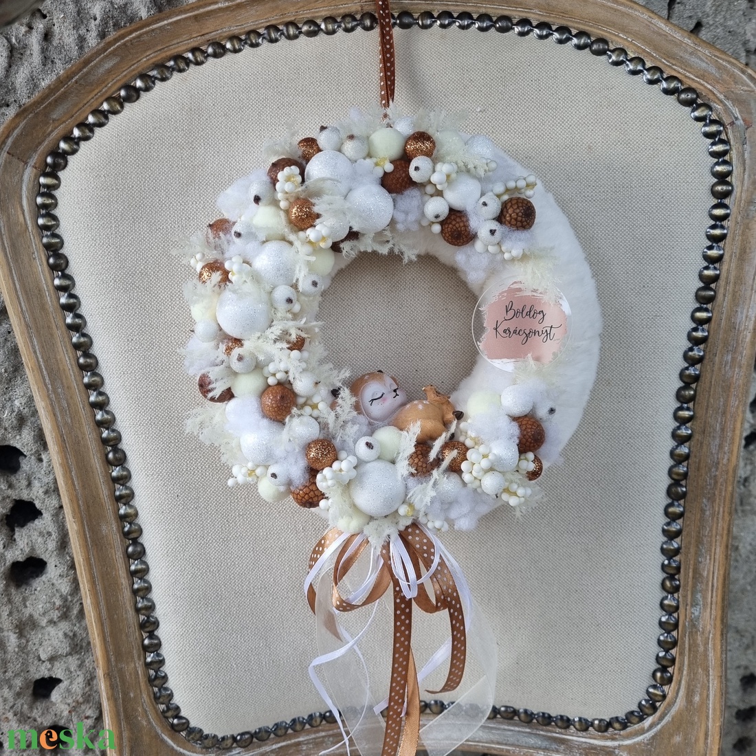 Őzikés adventi koszorú és ajtódísz - karácsony - adventi díszek - adventi koszorú - Meska.hu