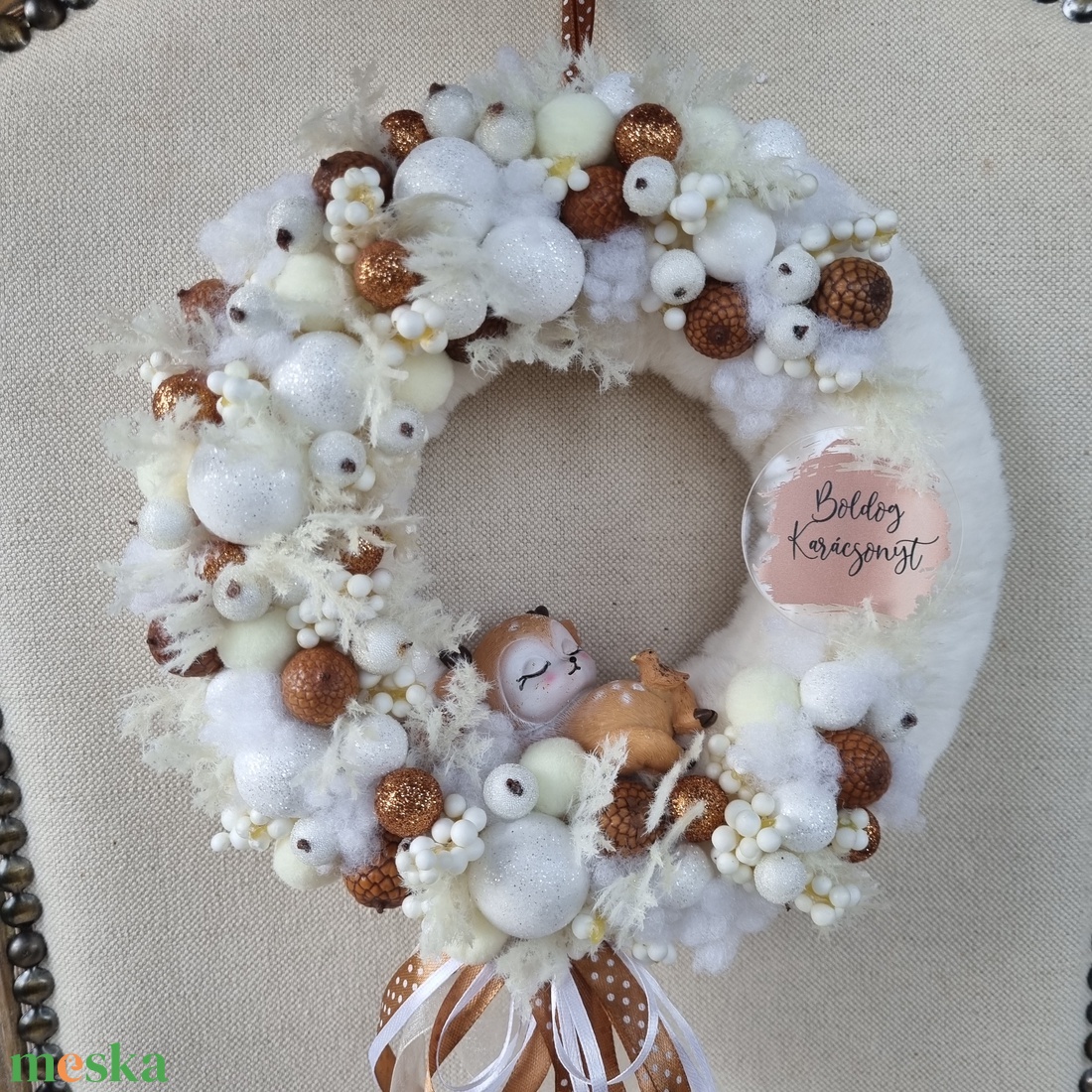 Őzikés adventi koszorú és ajtódísz - karácsony - adventi díszek - adventi koszorú - Meska.hu