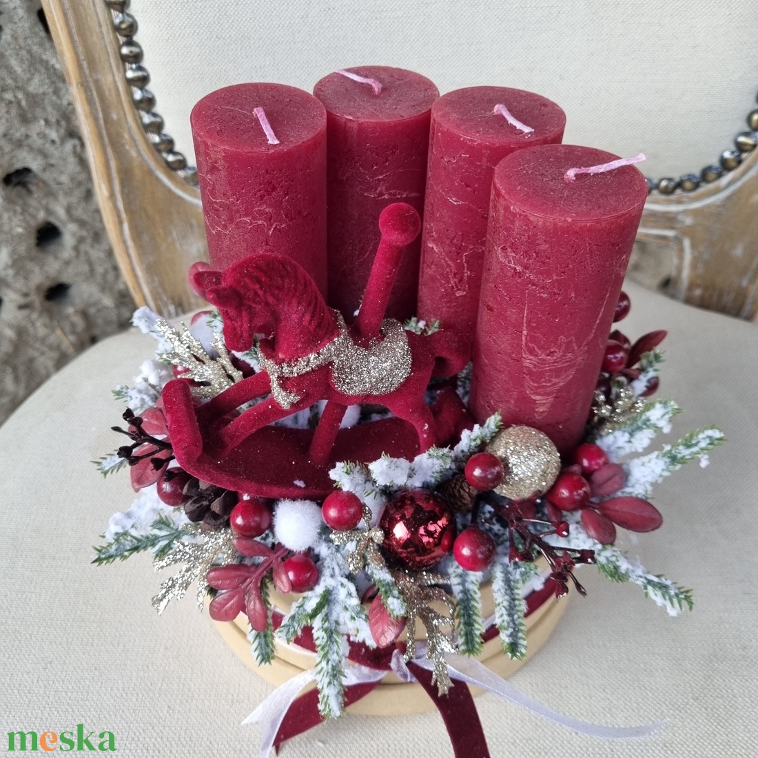 Bordó adventi - karácsony - adventi díszek - adventi koszorú - Meska.hu