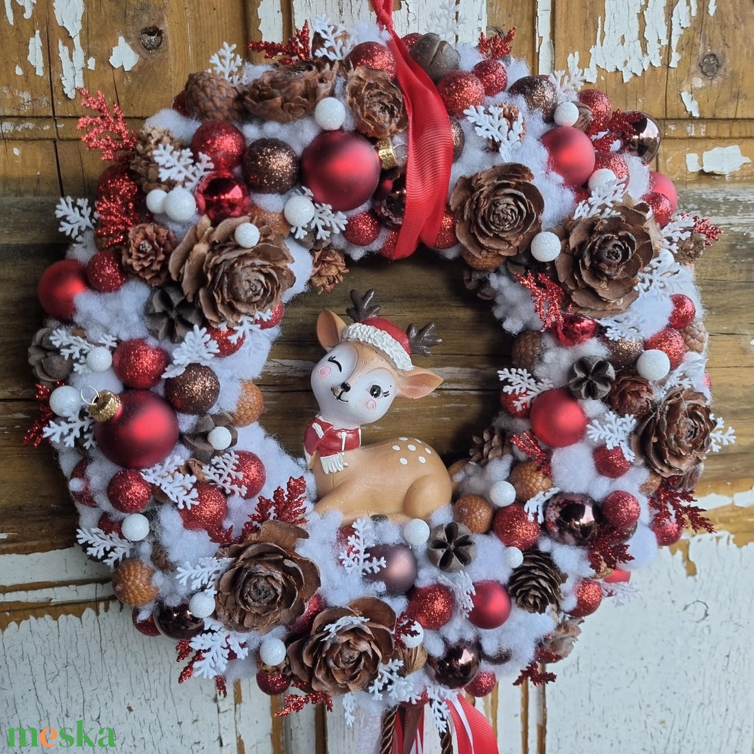 Őzikés kopogtató - karácsony - karácsonyi lakásdekoráció - karácsonyi ajtódíszek - Meska.hu