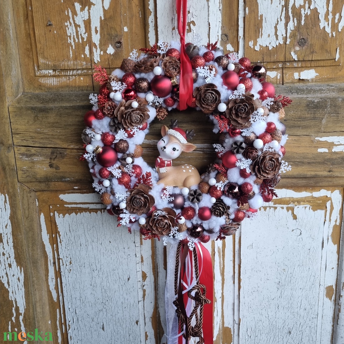Őzikés kopogtató - karácsony - karácsonyi lakásdekoráció - karácsonyi ajtódíszek - Meska.hu