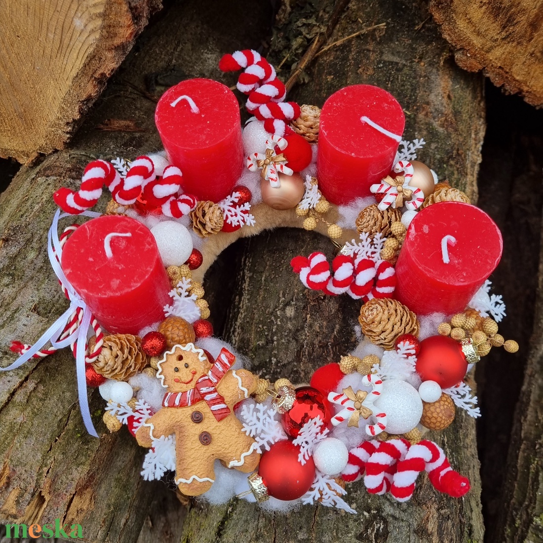 Mézis adventi koszorú - karácsony - adventi díszek - adventi koszorú - Meska.hu