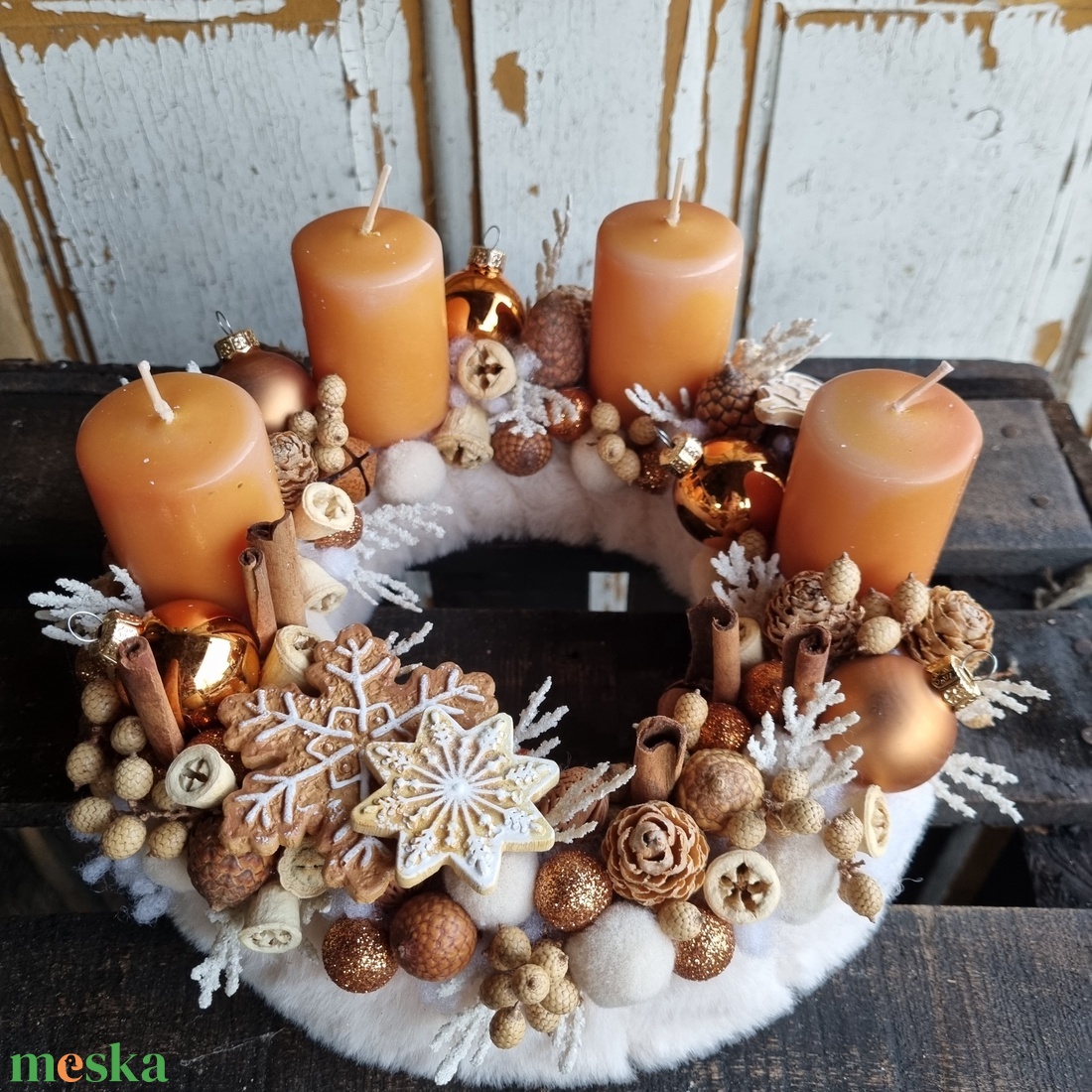Mézeskalács adventi koszorú - karácsony - adventi díszek - adventi koszorú - Meska.hu