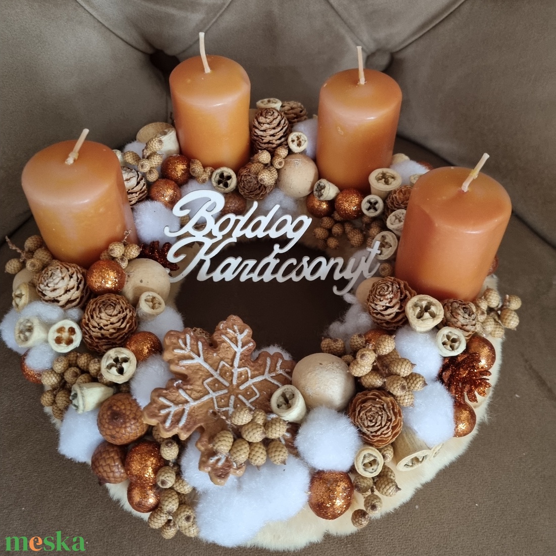 Mézeskalács adventi koszorú - karácsony - adventi díszek - adventi koszorú - Meska.hu