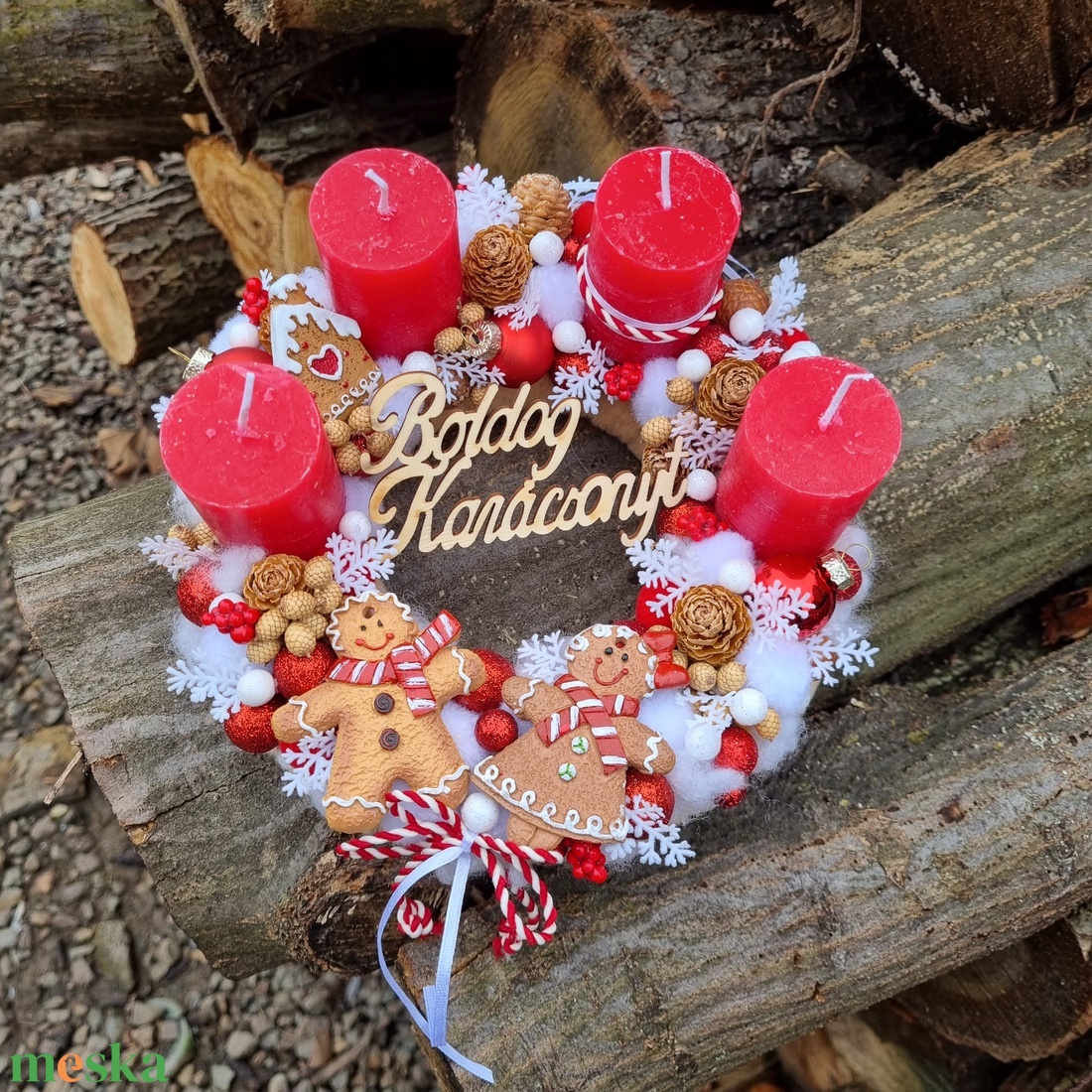 Adventi koszorú mézivel - karácsony - adventi díszek - adventi koszorú - Meska.hu