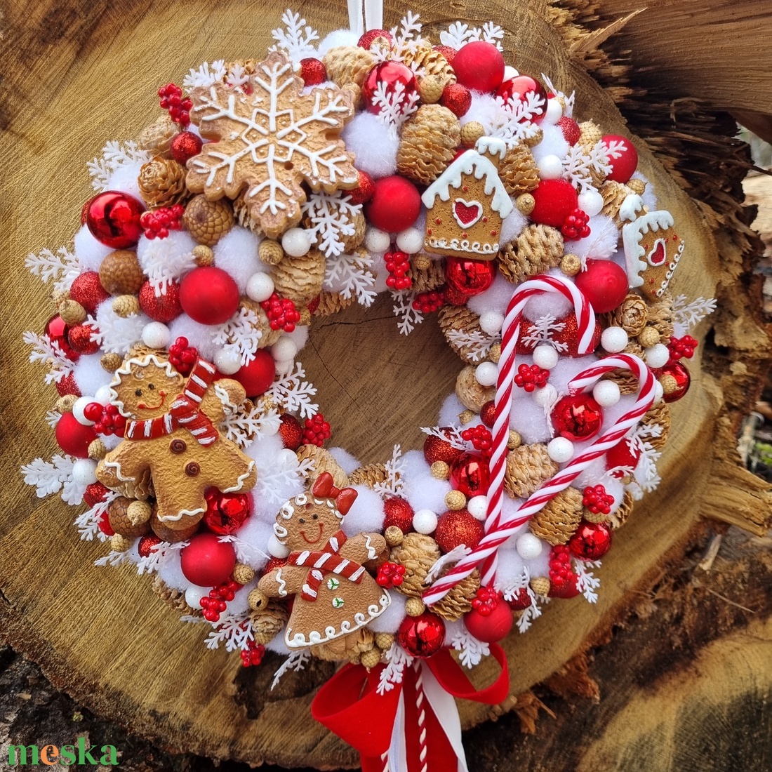 Mézis ajtódísz - karácsony - adventi díszek - adventi ajtódísz - Meska.hu