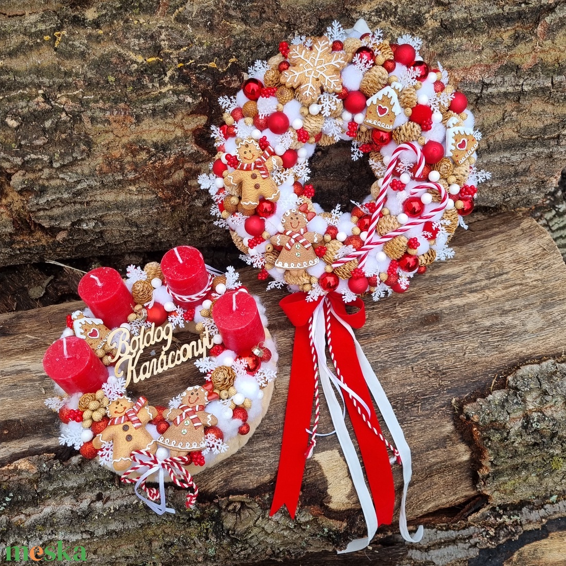 Mézis ajtódísz - karácsony - adventi díszek - adventi ajtódísz - Meska.hu