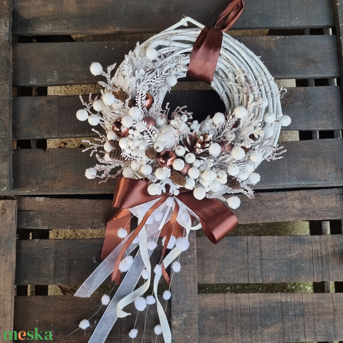 Téli ajtódísz - karácsony - karácsonyi lakásdekoráció - karácsonyi ajtódíszek - Meska.hu