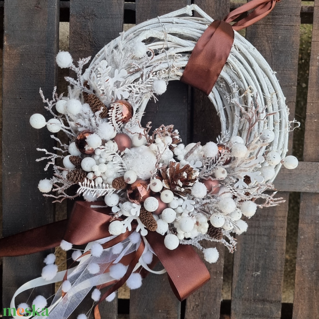 Téli ajtódísz - karácsony - karácsonyi lakásdekoráció - karácsonyi ajtódíszek - Meska.hu