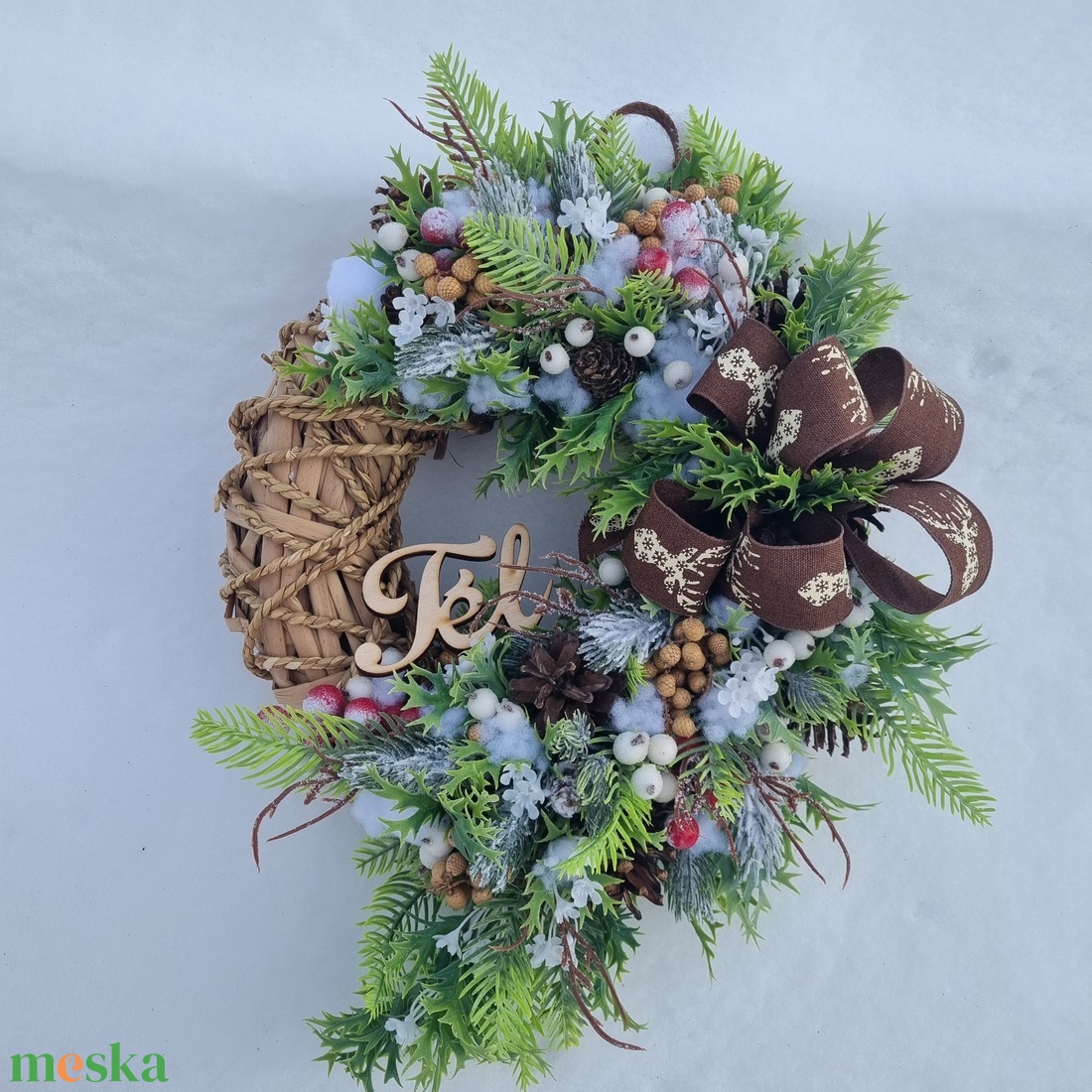 Téli ajtódísz - otthon & életmód - dekoráció - ajtó- és ablak dekoráció - ajtódísz & kopogtató - Meska.hu