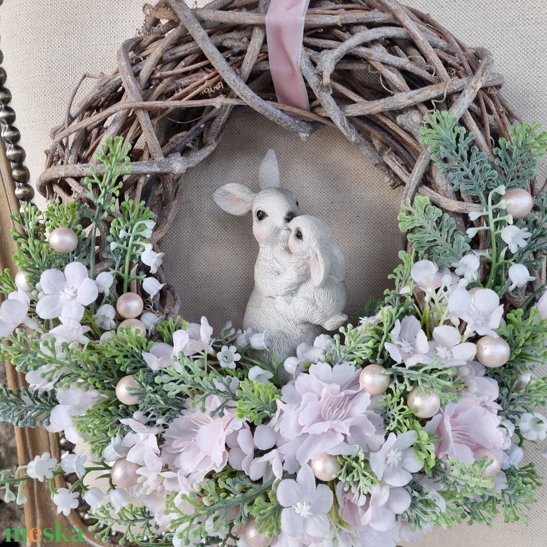 Tavaszi nyuszis ajtódísz - otthon & életmód - dekoráció - ajtó- és ablak dekoráció - ajtódísz & kopogtató - Meska.hu