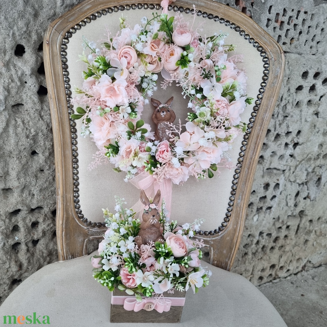 Tavaszi nyuszis szett - otthon & életmód - dekoráció - asztal és polc dekoráció - asztaldísz - Meska.hu