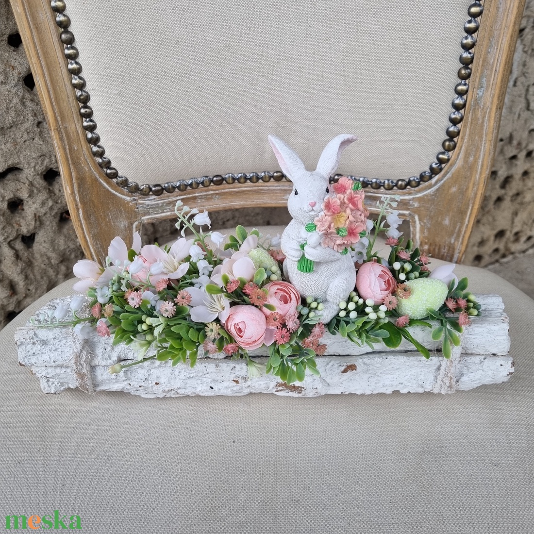 Tavaszi,nyuszis asztaldísz - otthon & életmód - virágdekoráció - virágdíszek - asztali virágdísz - Meska.hu