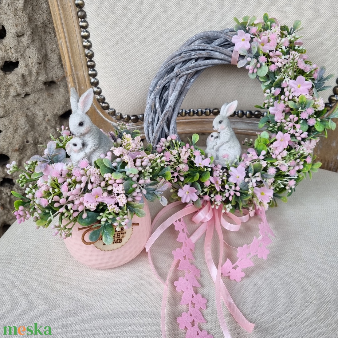 Tavaszi, húsvéti szett - ünnepi díszek, dekorációk - húsvéti díszek és dekorációk - húsvéti virágos díszek - Meska.hu