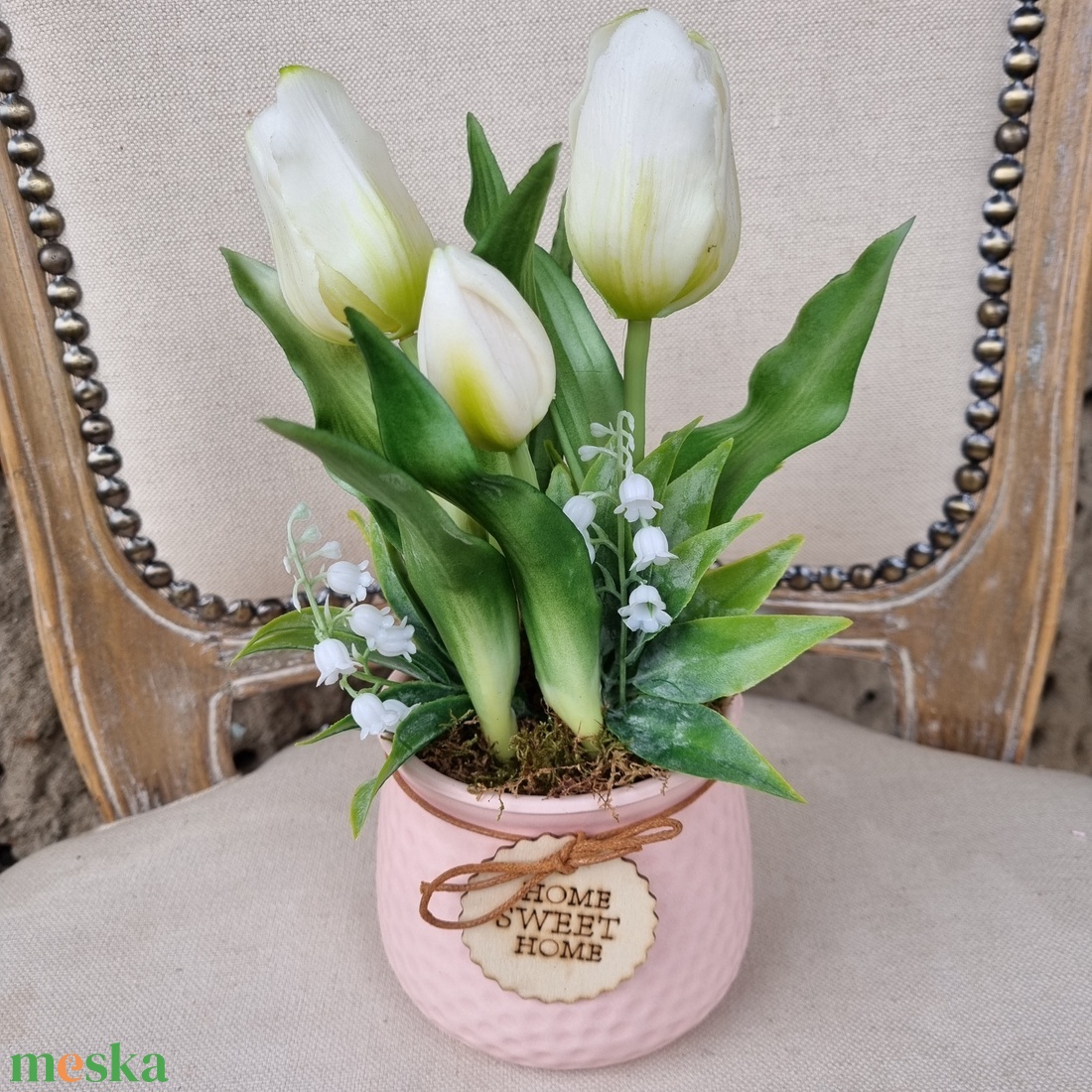 Tulipán kerámia kaspóban - otthon & életmód - dekoráció - asztal és polc dekoráció - asztaldísz - Meska.hu