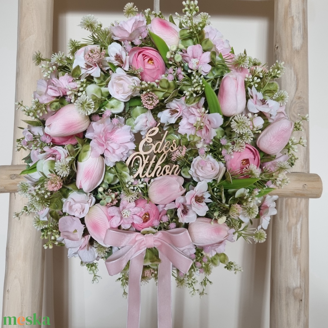 Tavaszi tulipános ajtódísz - otthon & életmód - dekoráció - ajtó- és ablak dekoráció - ajtódísz & kopogtató - Meska.hu