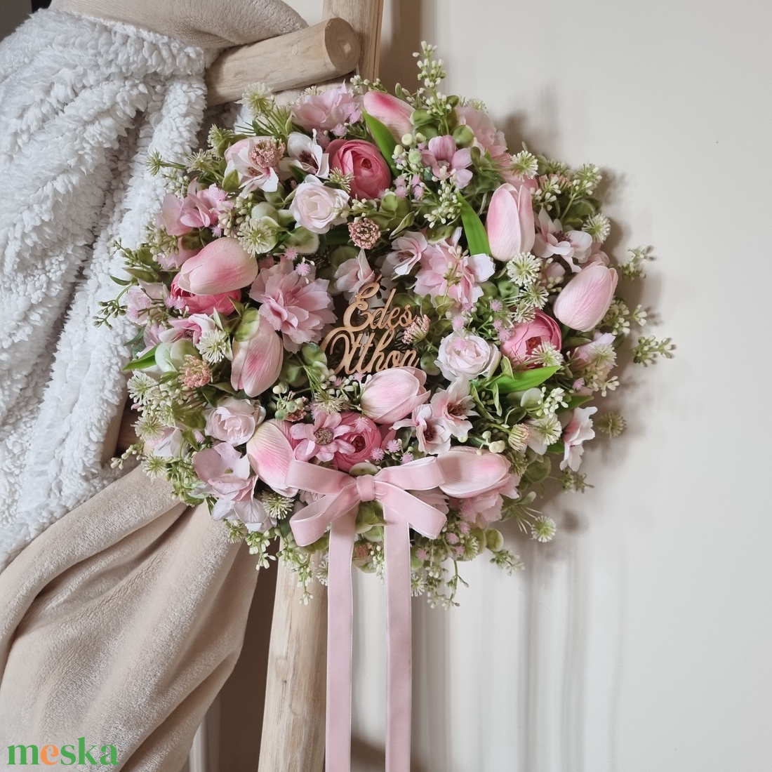 Tavaszi tulipános ajtódísz - otthon & életmód - dekoráció - ajtó- és ablak dekoráció - ajtódísz & kopogtató - Meska.hu