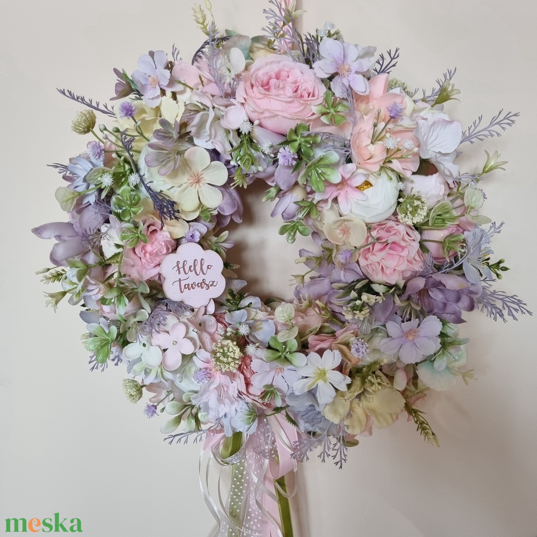 Tavaszi pasztell ajtódísz - otthon & életmód - dekoráció - ajtó- és ablak dekoráció - ajtódísz & kopogtató - Meska.hu