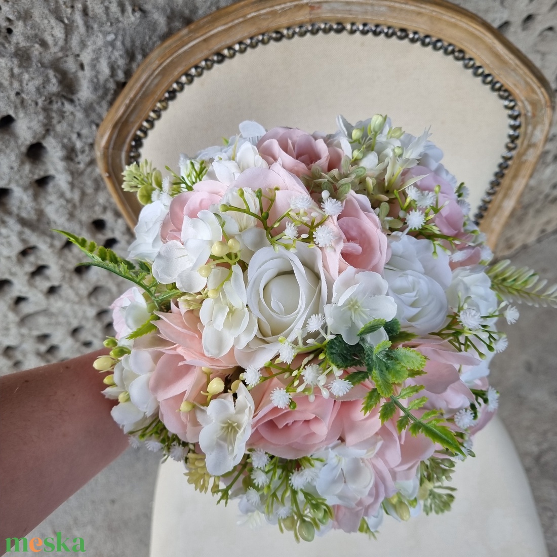 Menyasszonyi csokor púder - esküvő - menyasszonyi- és dobócsokor - Meska.hu