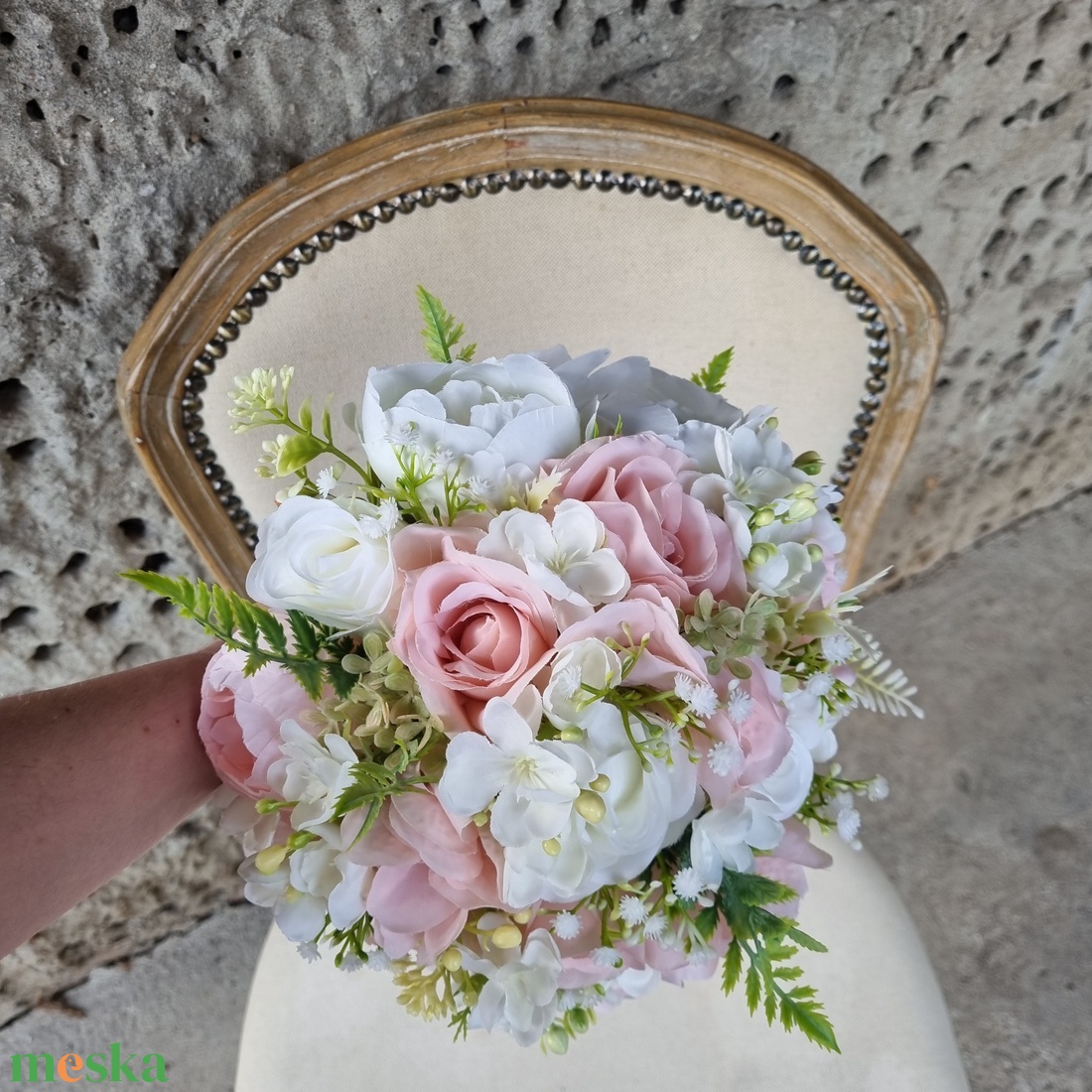 Menyasszonyi csokor púder - esküvő - menyasszonyi- és dobócsokor - Meska.hu