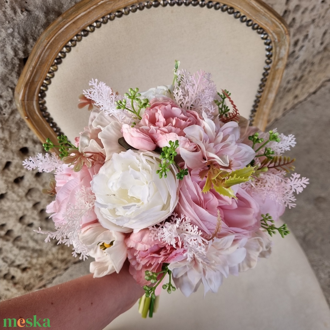 Rózsaszín menyasszonyi csokor - esküvő - menyasszonyi- és dobócsokor - Meska.hu
