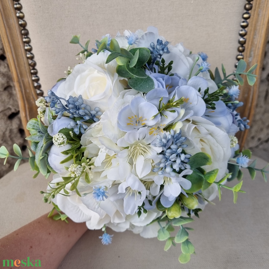 Kék menyasszonyi csokor - esküvő - menyasszonyi- és dobócsokor - Meska.hu