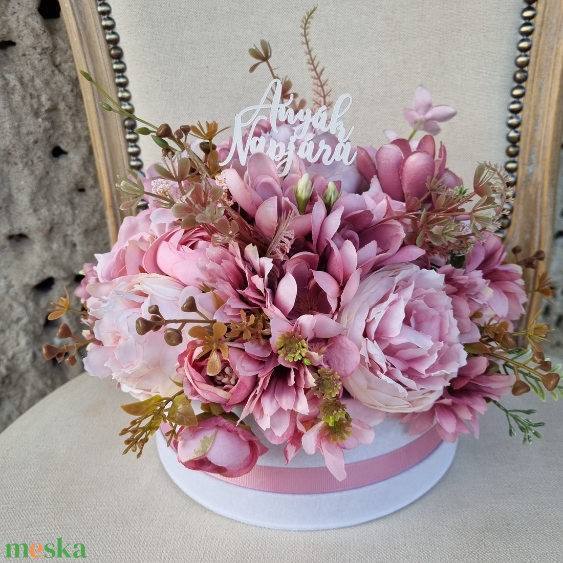 Anyák napi virágbox - otthon & életmód - dekoráció - asztal és polc dekoráció - asztaldísz - Meska.hu