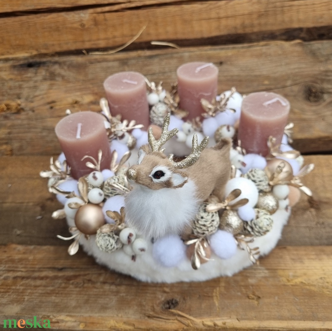 Szarvasos adventi koszorú - karácsony - adventi díszek - adventi koszorú - Meska.hu