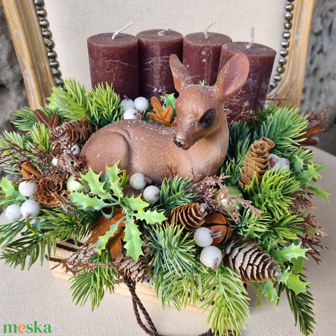 Szarvasos adventi - karácsony - adventi díszek - adventi asztaldísz - Meska.hu