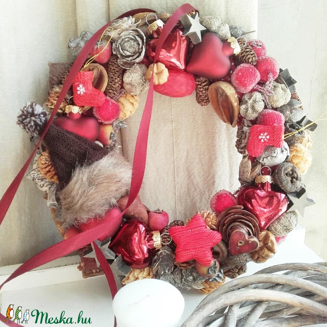PirosSzív Adventi Ajtódísz - karácsony - Meska.hu PirosSzív Adventi Ajtódísz - karácsony - Meska.hu