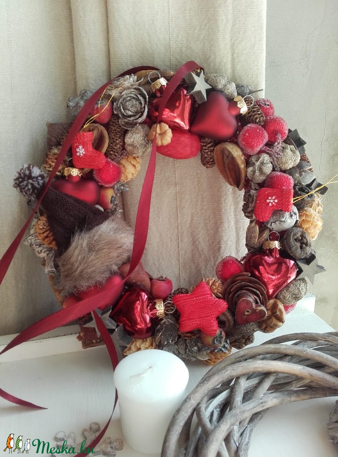 PirosSzív Adventi Ajtódísz - karácsony - Meska.hu PirosSzív Adventi Ajtódísz - karácsony - Meska.hu