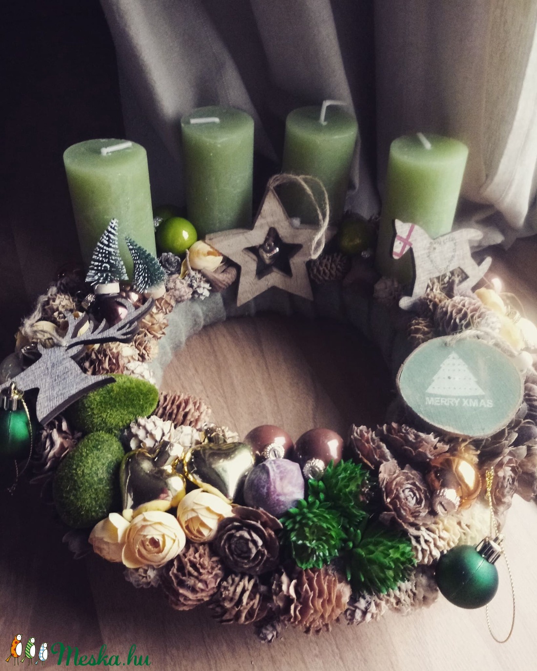 Zöld Adventi Koszorú - - Meska.hu Zöld Adventi Koszorú - - Meska.hu