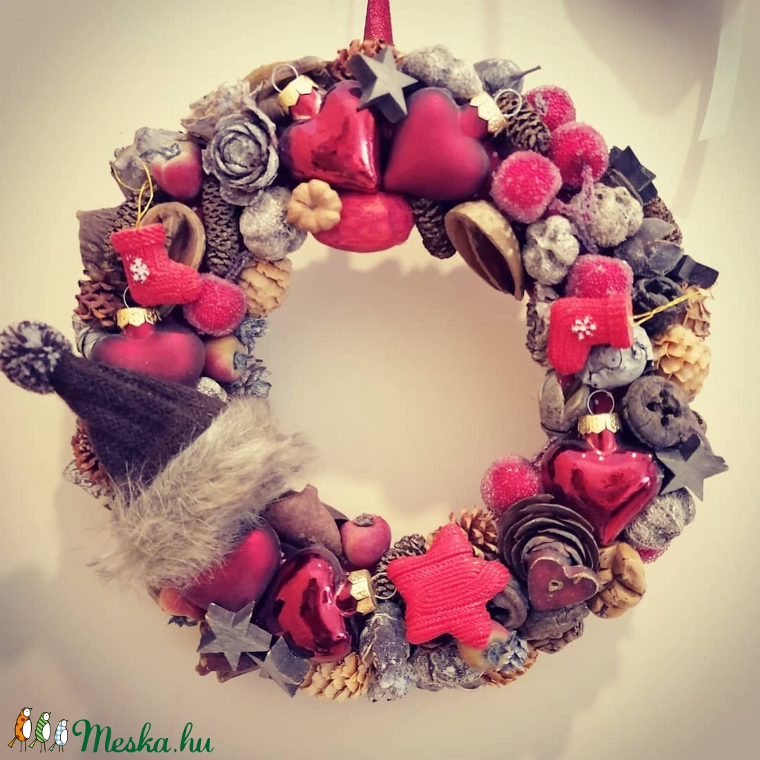 PirosSzív Adventi Ajtódísz - karácsony - Meska.hu PirosSzív Adventi Ajtódísz - karácsony - Meska.hu