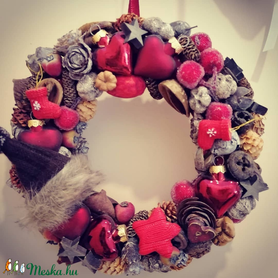 PirosSzív Adventi Ajtódísz - karácsony - Meska.hu PirosSzív Adventi Ajtódísz - karácsony - Meska.hu