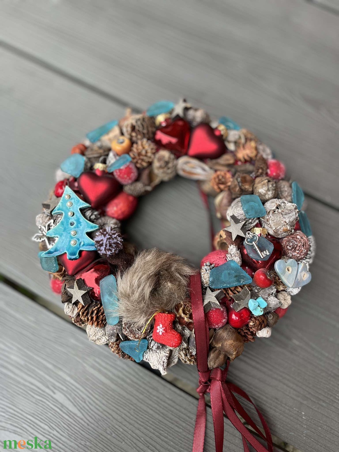 Adventi koszorú, kékben. - otthon & életmód - dekoráció - asztal és polc dekoráció - asztaldísz - Meska.hu