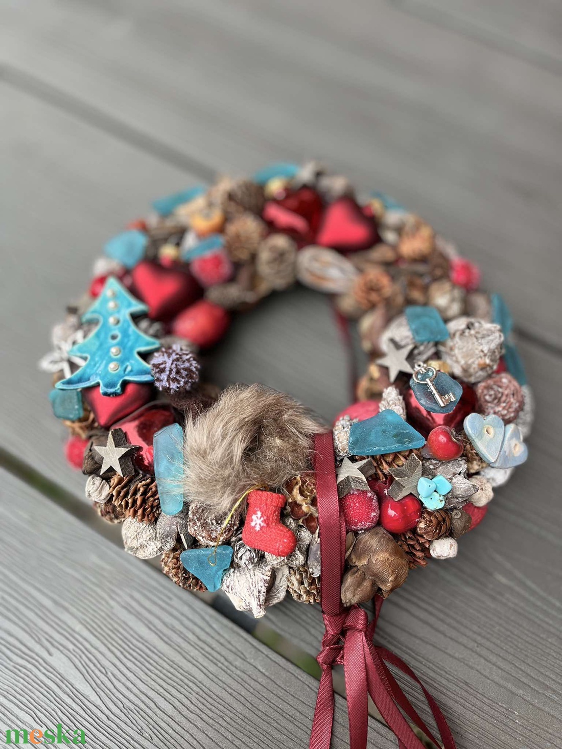 Adventi koszorú, kékben. - otthon & életmód - dekoráció - asztal és polc dekoráció - asztaldísz - Meska.hu