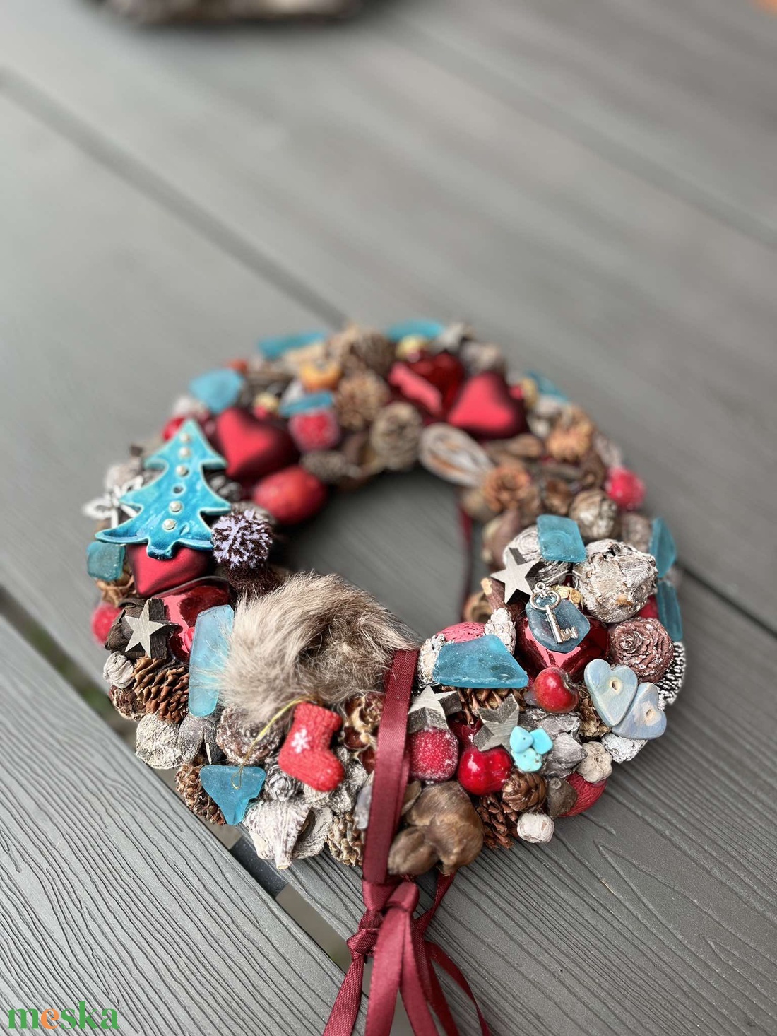 Adventi koszorú, kékben. - otthon & életmód - dekoráció - asztal és polc dekoráció - asztaldísz - Meska.hu