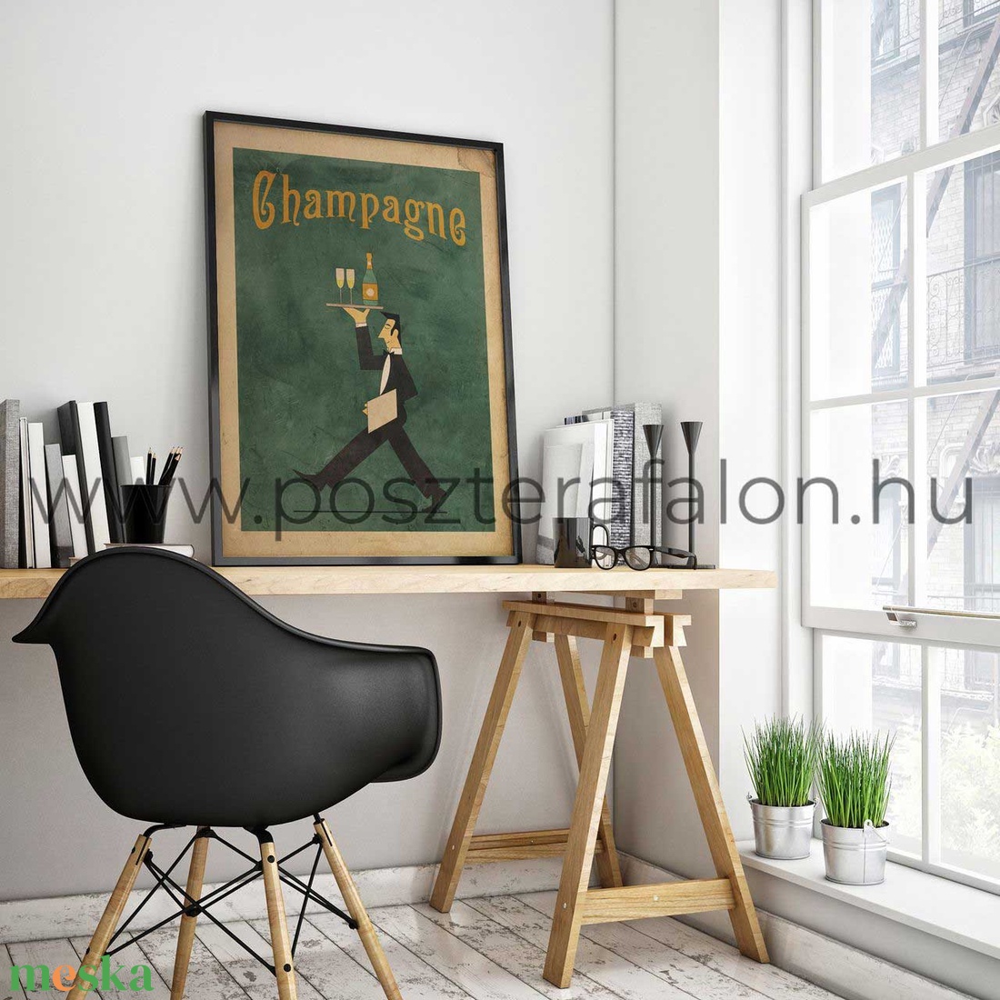 Art deco vintage poszter, falikép-pezsgő - otthon & életmód - dekoráció - kép & falikép - poszter - Meska.hu