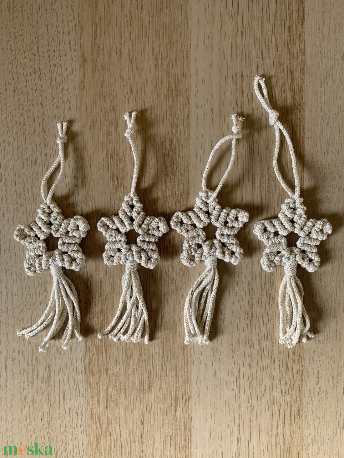 Makramé csillag dísz - karácsony - karácsonyi lakásdekoráció - karácsonyfadíszek - Meska.hu