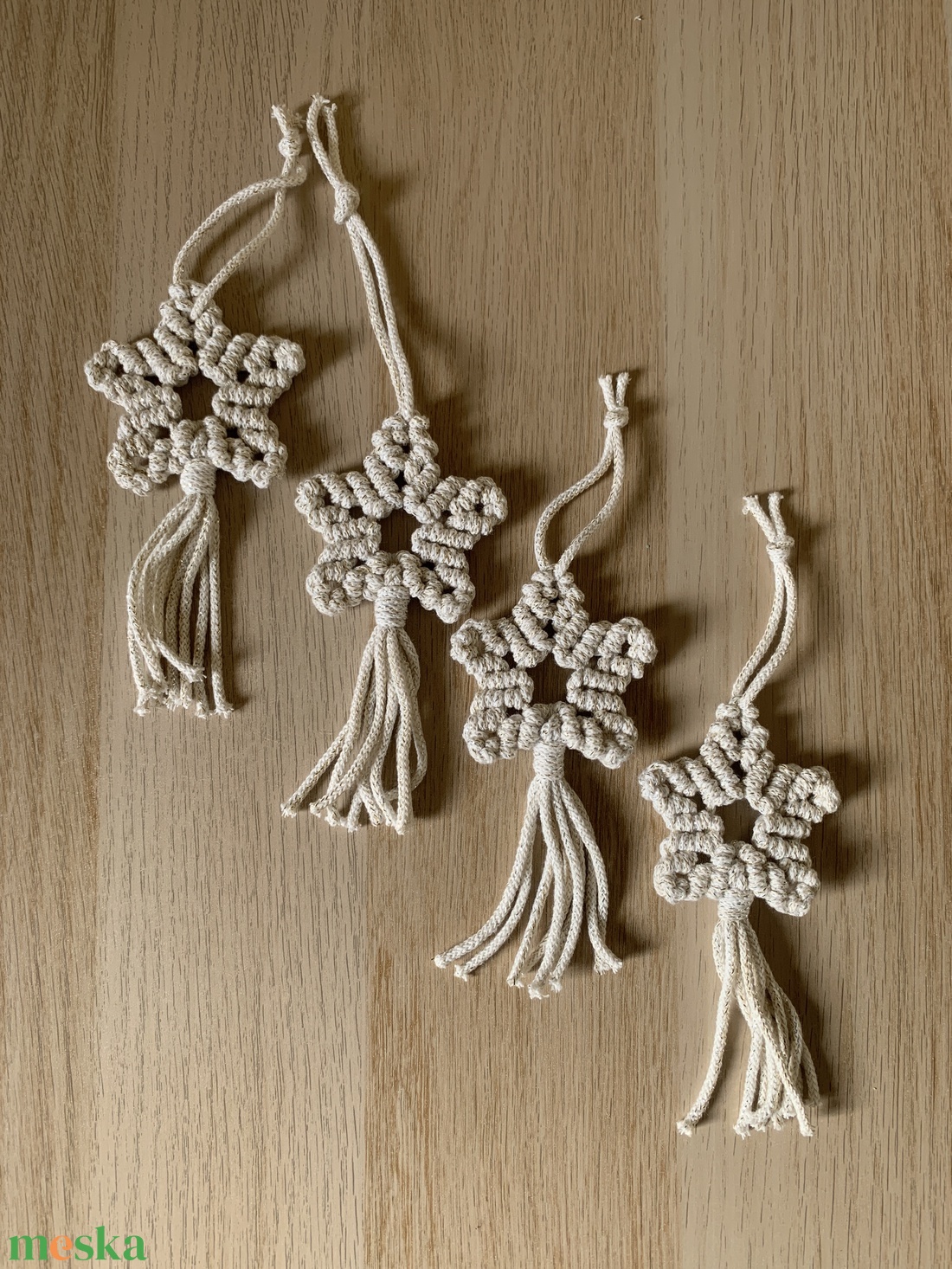 Makramé csillag dísz - karácsony - karácsonyi lakásdekoráció - karácsonyfadíszek - Meska.hu