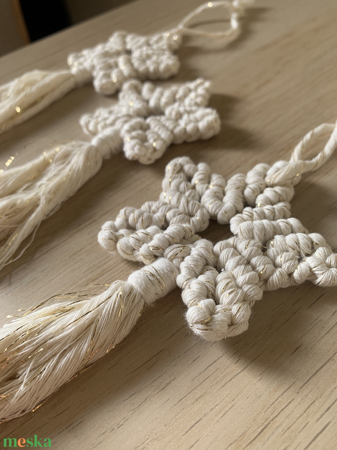 Makramé csillag dísz - karácsony - karácsonyi lakásdekoráció - karácsonyfadíszek - Meska.hu