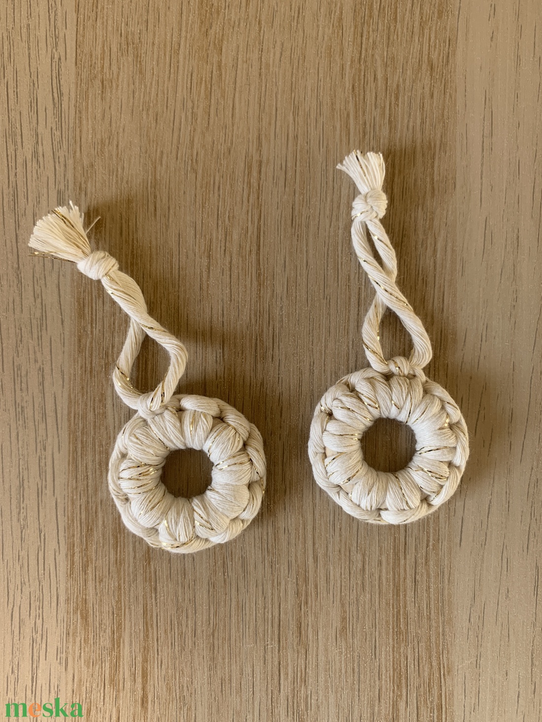 Makramé karácsonyfadísz szett - karácsony - karácsonyi lakásdekoráció - karácsonyfadíszek - Meska.hu