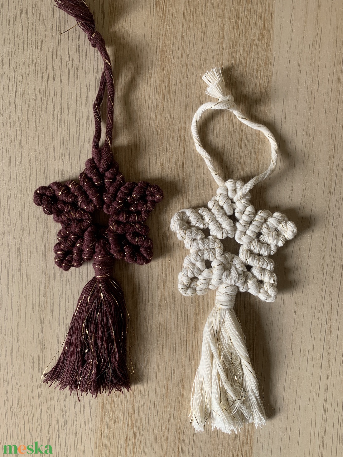 Makramé csillag dísz - karácsony - karácsonyi lakásdekoráció - karácsonyfadíszek - Meska.hu