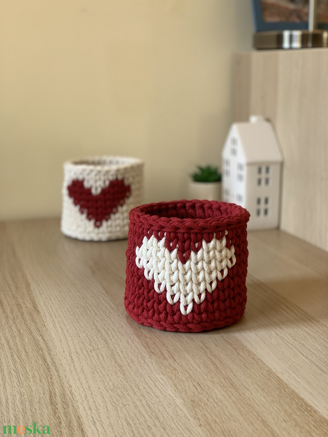 Szivecskés kosár - otthon & életmód - tárolás & rendszerezés - tárolókosár - Meska.hu