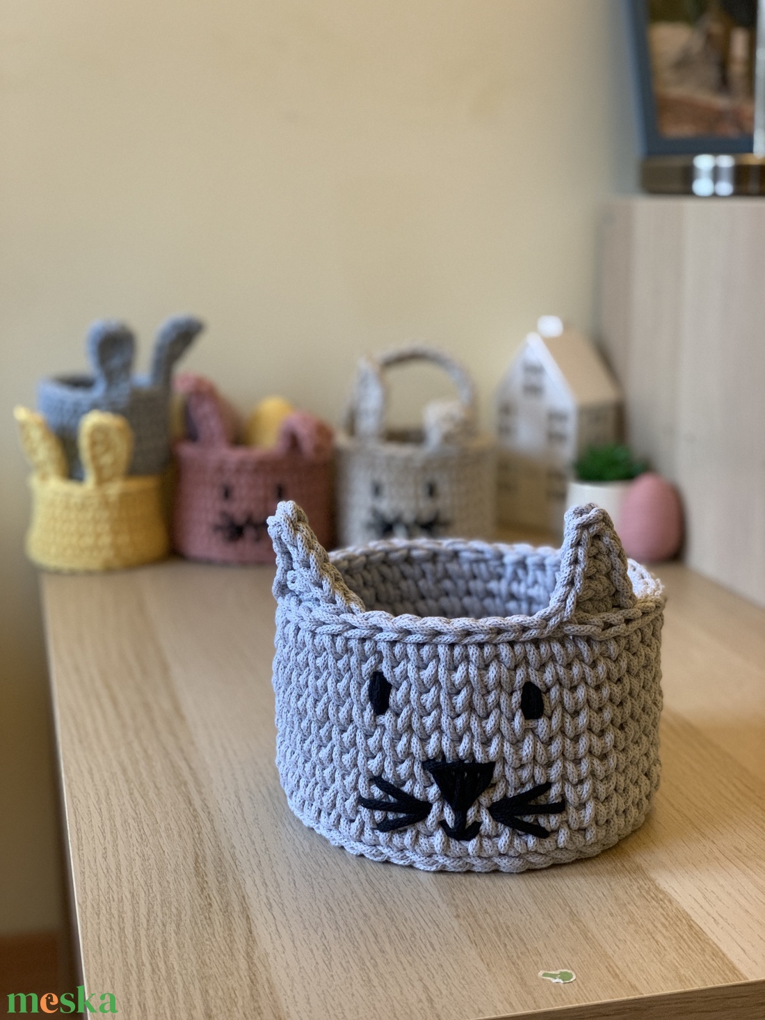 Cicás kosár - otthon & életmód - tárolás & rendszerezés - tárolókosár - Meska.hu