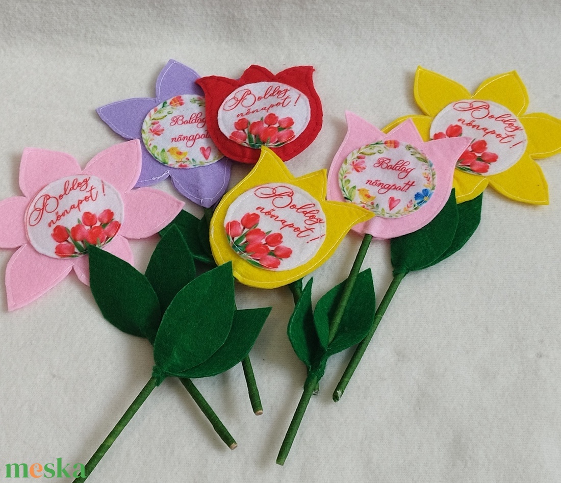 Filc nőnapi virágok  - otthon & életmód - dekoráció - Meska.hu