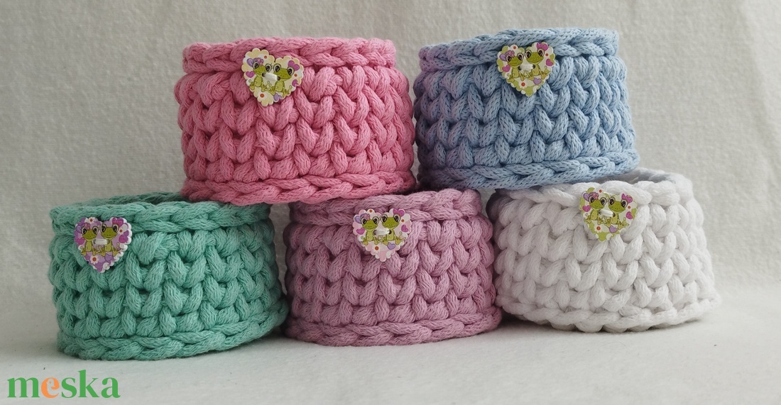 Horgolt tárolók - otthon & életmód - tárolás & rendszerezés - tárolókosár - Meska.hu